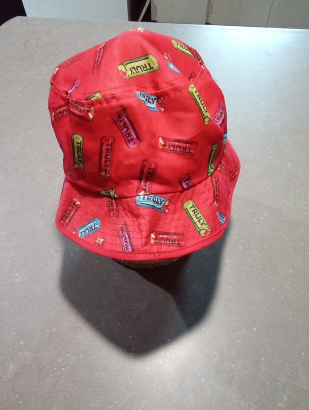 Truly Red Bucket Hat with Candy Print